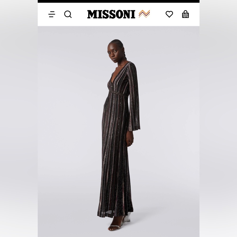 Missoni Black and Silver Striped Long Sleeve Dress
